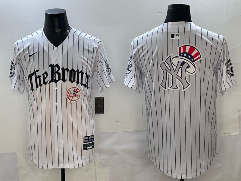 Men 2025 New York Yankees Blank White Stripe Five generations Joint Name Nike MLB Jersey style 014->miami marlins->MLB Jersey